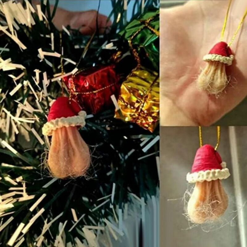 Calcetines de Navidad creativos con colgante de pene divertido para hombre, colgantes de árbol de Navidad, regalo de vacaciones decorativo, artesanía colgante de Bowknot de resina