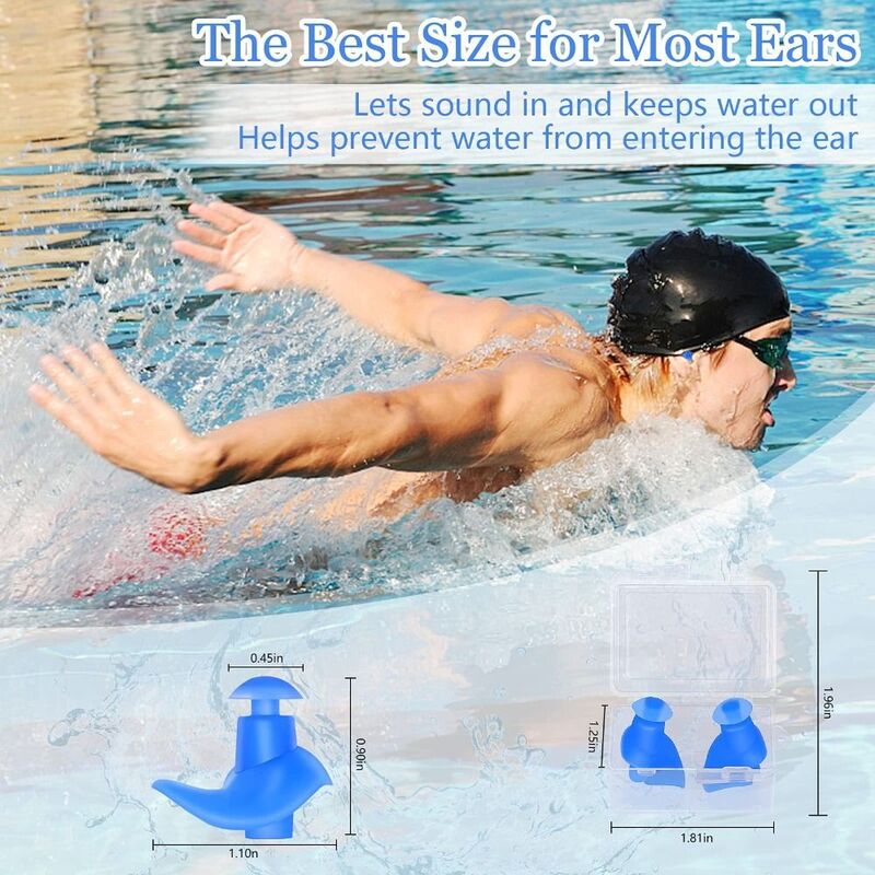 Tampões auriculares de silicone anti-ruído, proteção auricular impermeável para natação, mergulho, surf, macio e conforto, 1 par