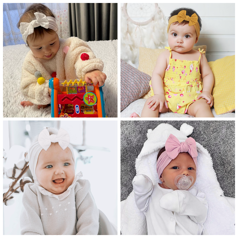 Diadema con lazo para bebé y niña, bandana ancha de colores dulces, turbante protector elástico de Boutique, accesorios para el cabello