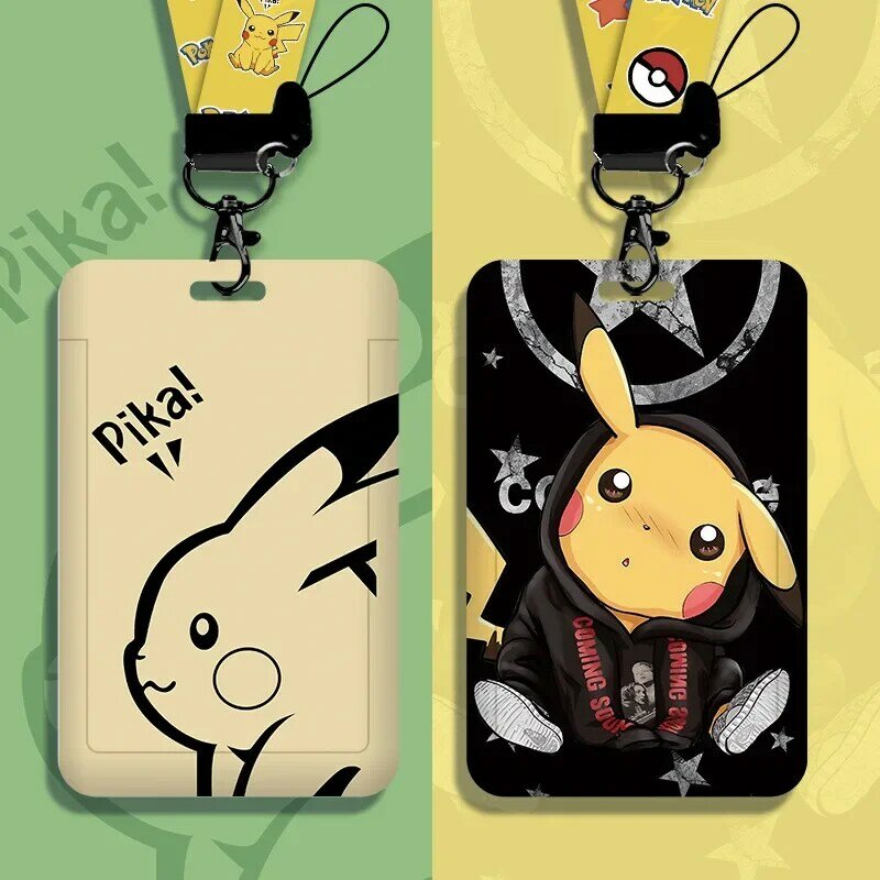 Pokmon Pikachu Card Holder Student Anime PVC Waterproof Demagnetizing Bus Subway Campus Card Collection Card Cover with Lanyard