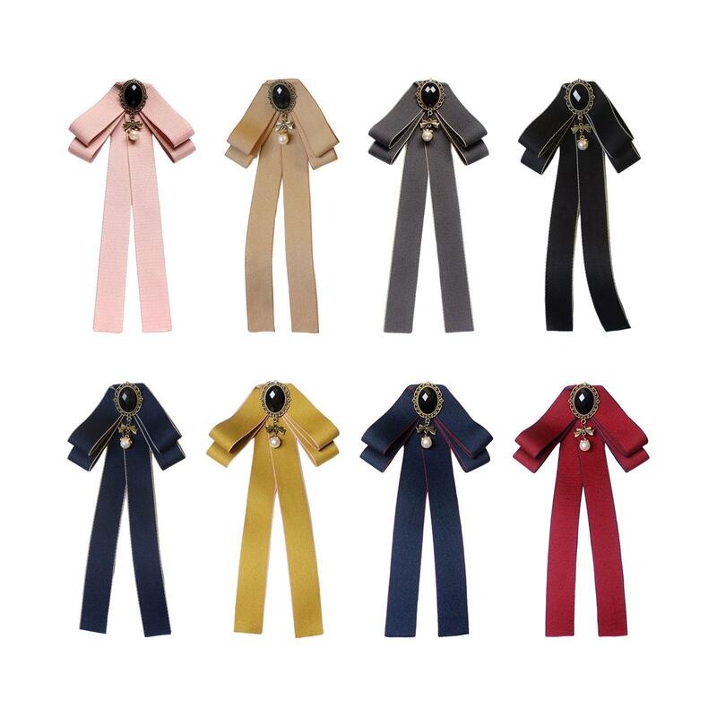 Neck Tie Neckties Bowties Bowknot Brooch Pin Ribbon Bow Tie Brooch Pre Tied Ties for Women Female Cocktails Daily Use Graduation