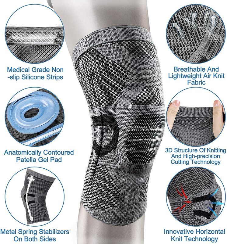 NEENCA Bantalan Lutut Olahraga Penopang Lengan Lutut Kompresi untuk Pereda Nyeri Lari, Latihan, Radang Sendi, Pemulihan Sendi