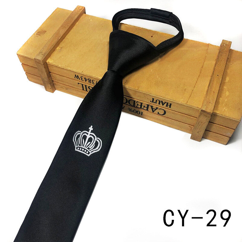 Männer Bestickte Krawatte Reißverschluss Faul Einfach zu Ziehen Koreanischen Ehe Persönlichkeit Logo Schmale Krawatte 5cm Crown Tier Brief floral