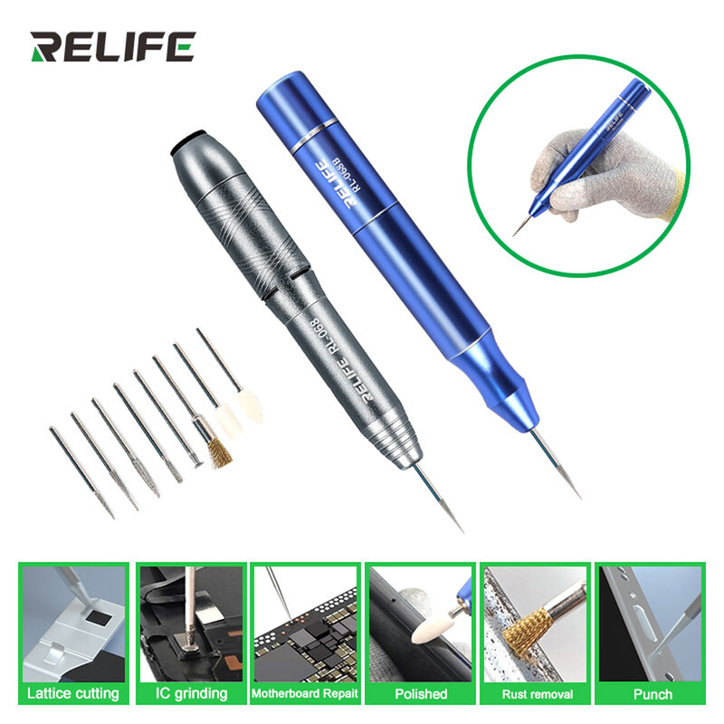 Relife RL-068B تلميع كهربائي صغير طحن قطع القلم ذكي قابلة للشحن الرملي القلم لصيانة اللوحة الأم