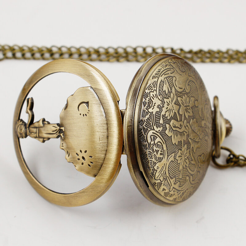 Reloj de bolsillo con cadena de esqueleto para hombres y mujeres, pulsera de cuarzo, azul bronce, Planeta, clásico, gran oferta