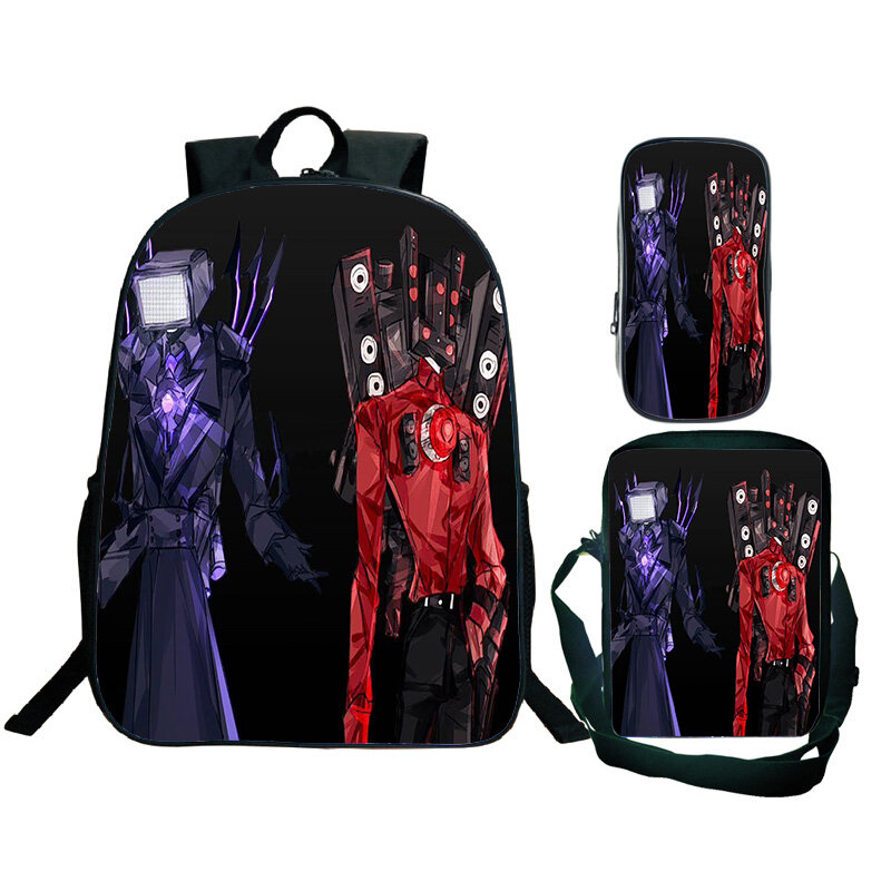 Skibidi Toilet Backpack 3Pcs Set School Bag For Teenage Kids Backpack Anime Travel Backpack Cosplay Satchel Pencil Bag Mochila