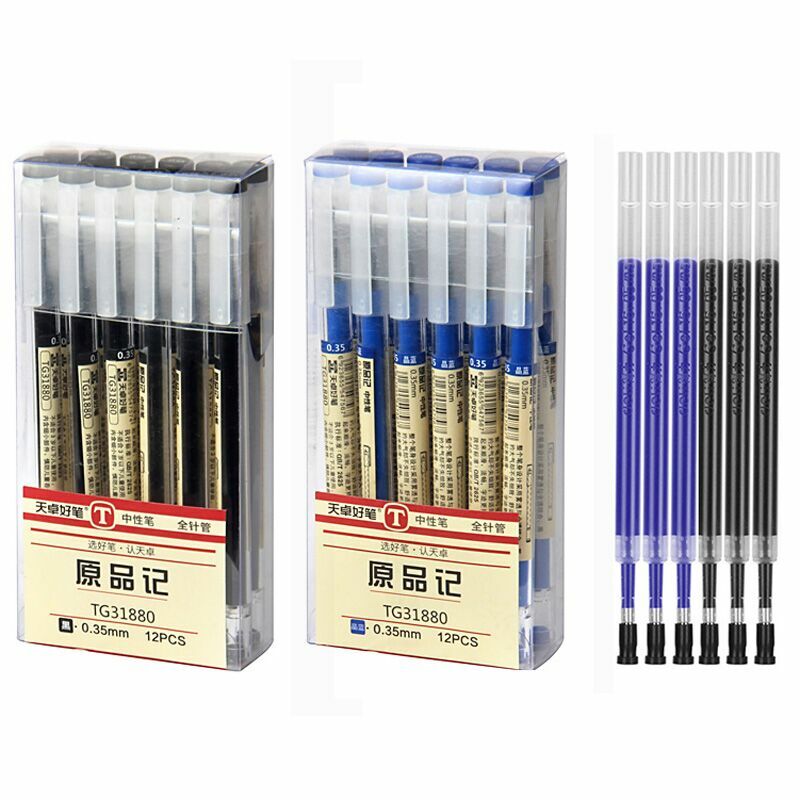 Bolígrafo de Gel fino de 0,35mm, varilla de recarga de tinta azul/negra para MANGO, rotuladores, escuela, oficina, estudiante, escritura, dibujo, papelería