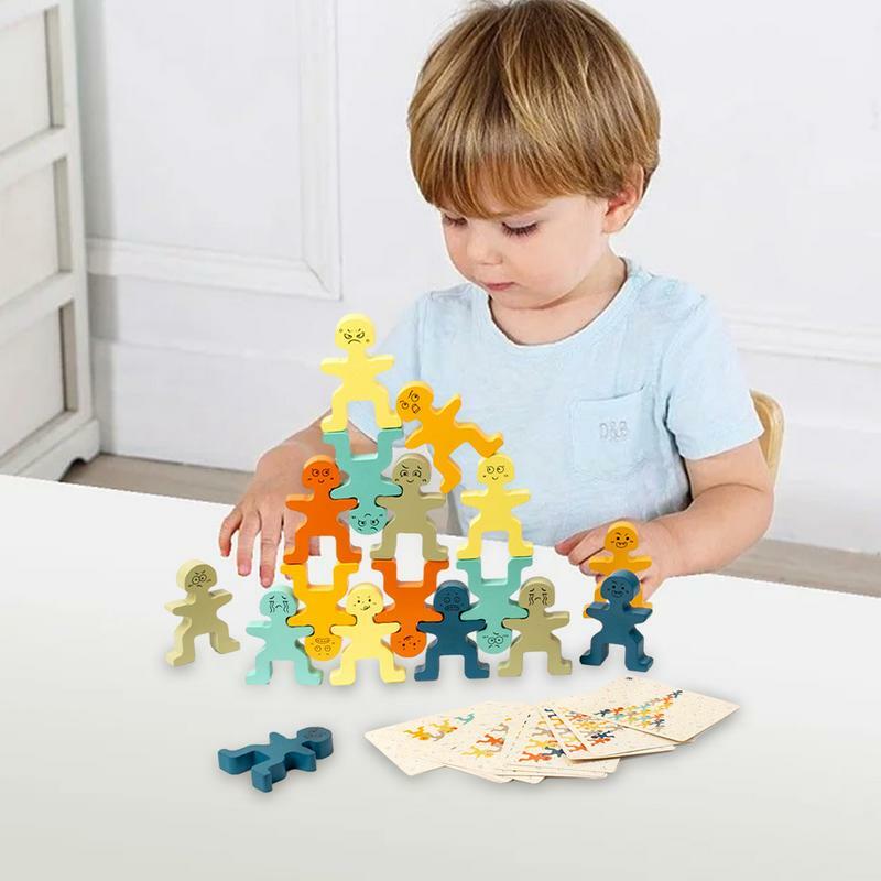 Balance Doll Building Blocks Board Stacking Wooden Building Kit Balance Game Toddler Activities Building Toys For Kids Gift