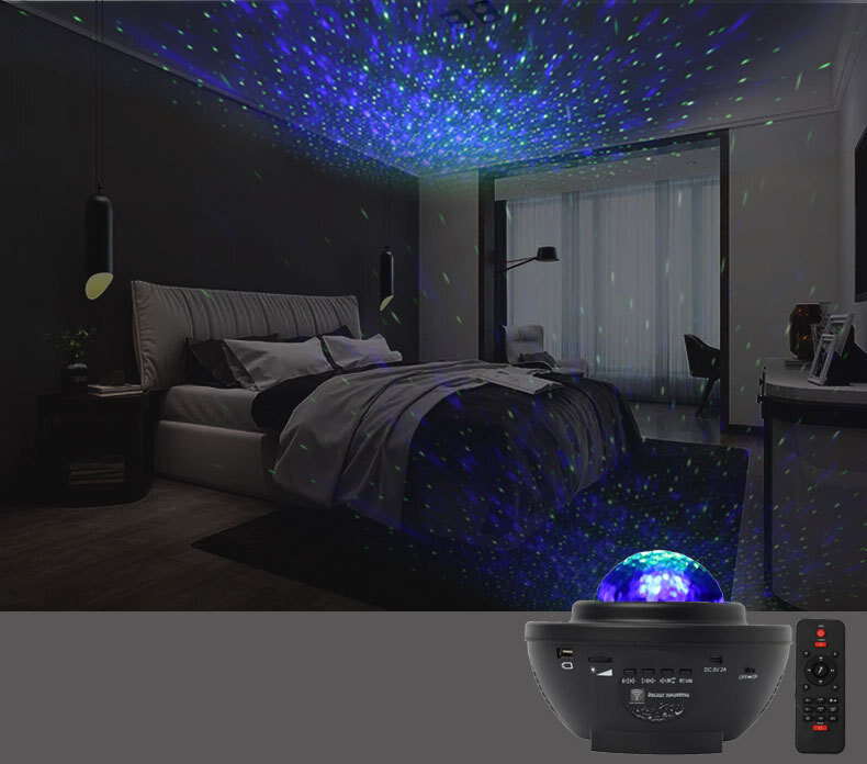Proyector LED de estrella y galaxia, luz nocturna de ola oceánica, decoración de habitación giratoria, cielo estrellado, porjectores románticos, Luminaria, regalos de decoración