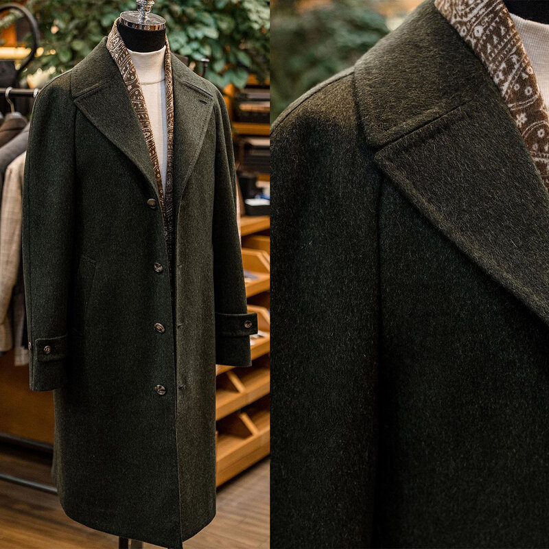 Herbst warmer langer Mantel für Männer Slim Fit Einreiher langer Mantel Business Office Woll jacke nur nach Maß Blazer