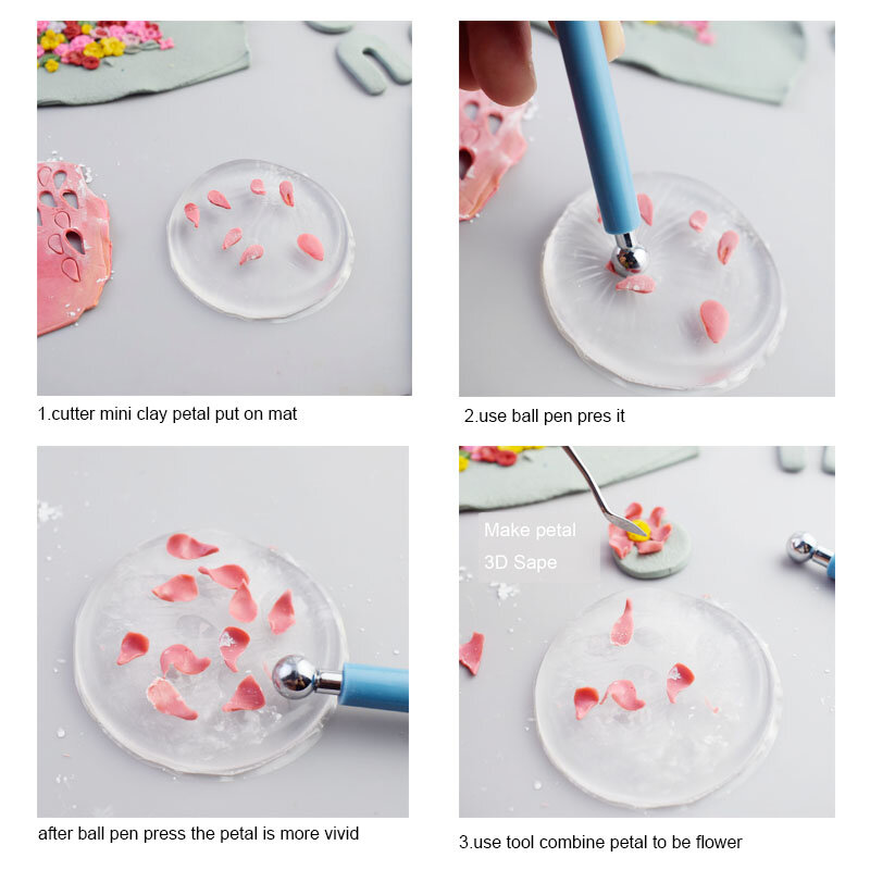 3D Tiny Polymer Clay Flower Petal Make Silicone Mat Designer DIY Clay Earring Jewelry Floral Texture Emboss Impress Tool