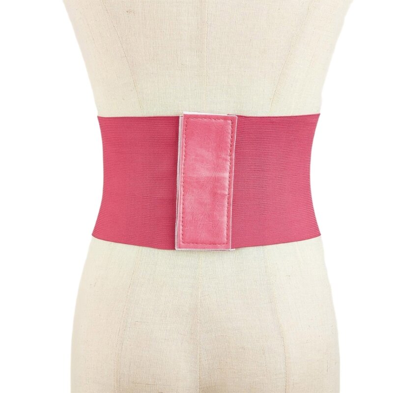 Women Stretchable Waist Belt Versatile Pink Corset Universal Elastic Rope Decorative Corset with Heart Chain Pendant 28TF