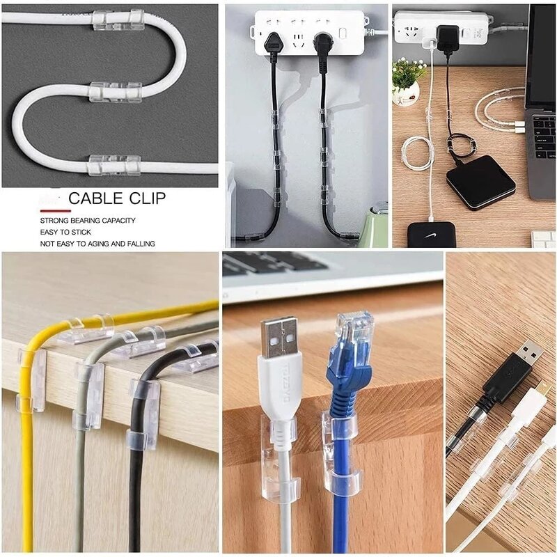 Organizador de Cables de 5/20 piezas, Clips, estación de trabajo de escritorio y gestión de cables, soporte de Cable, enrollador de línea de datos de carga USB