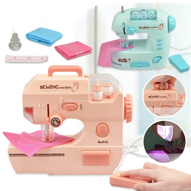 Juguete de máquina de coser de simulación para niños, Mini muebles de juguete, diseño educativo de aprendizaje, juguetes de ropa, regalos creativos para niñas