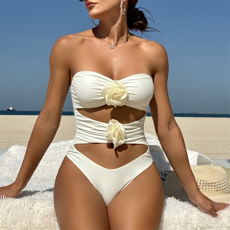 1 sztuka drukowana damski strój kąpielowy bielizna letnia impreza 3D kwiat na plaży wakacje seksowna codzienna gorąca dziewczyna Streetwear