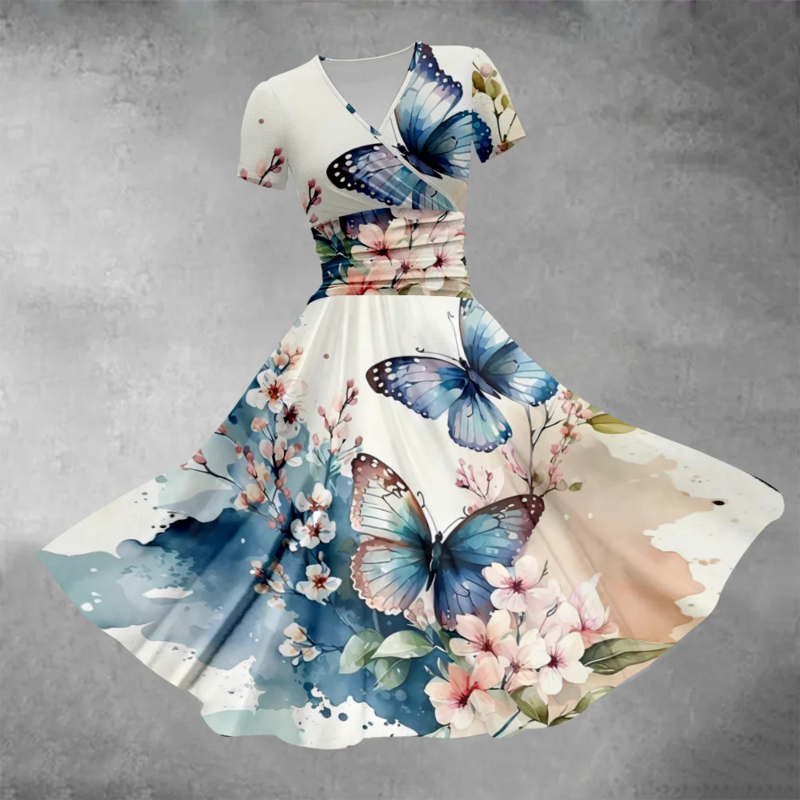 Letnia sukienka 2024 Retro Butterfly stylowe luksusowe suknie wieczorowe moda damska Chic Vestido Party Maxi sukienka dziewczyna elegancka szata