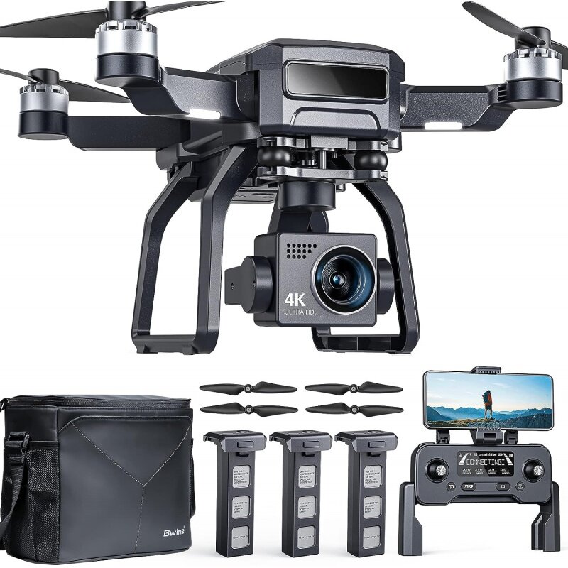 Bwine F7 drone GPS dengan kamera, drone profesional waktu terbang 75 menit untuk dewasa 4K penglihatan malam, 3-bebek Gimbal, jangkauan jauh 2mil,