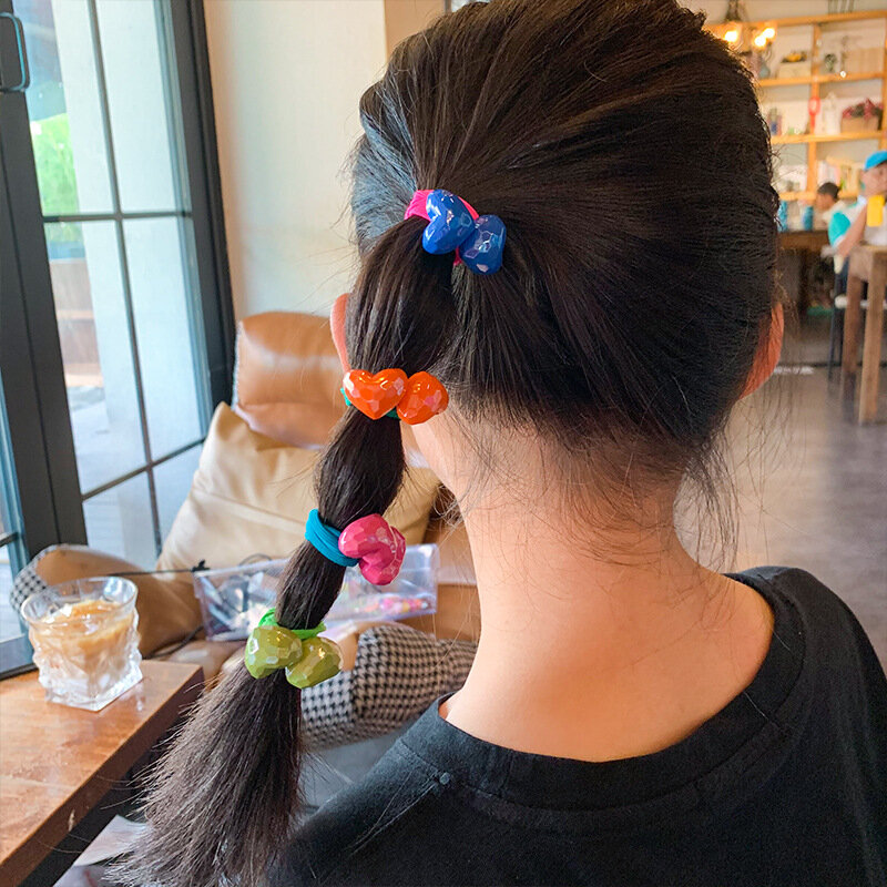 Cute Rabbit Hair Rubber Bands para Bebês Meninas, Kid Heart Bear Hair Tie, Elastic Rope Hairbands, Child Hair Accessories, 1Set