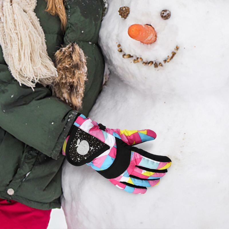 Luvas grossas impermeáveis de inverno para crianças, duráveis, ajustáveis, esportes, meninas, meninos, neve