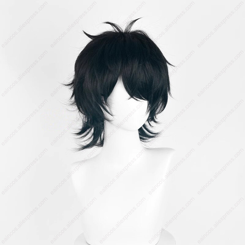 Anime Toru Fujisaki Cosplay Perruque, Cheveux Synthétiques, Perruques Courtes, Noir et Vert, Degré de Chaleur, Jimmy 38cm
