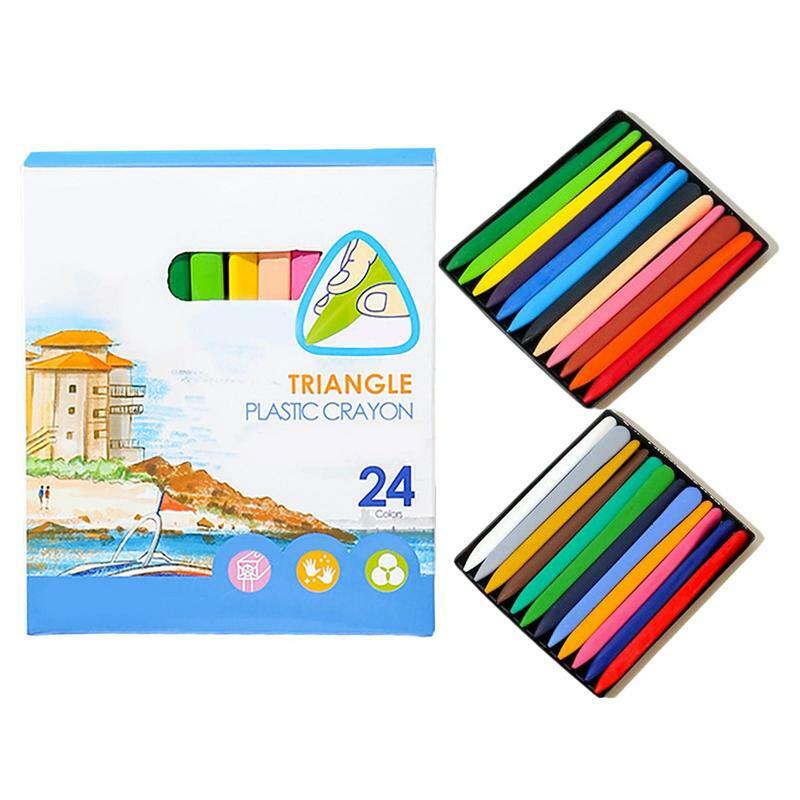 Juego de crayones triangulares para niños, Set de lápices de colores orgánicos lavables y borrables para colorear para la escuela y suministros de arte 12/24/36