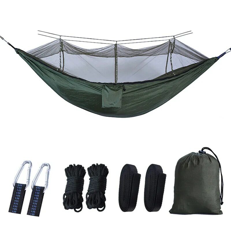 Lightweight Portable Outdoor Camping Hammock with Mosquito Net High Strength Parachute Fabric Hanging Bed Hunting Sleeping Swing