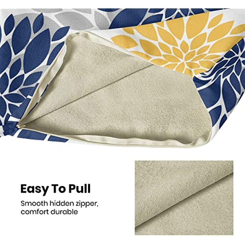 Наволочки темно-синие и желтые, 2 шт., элегантные декоративные подушки с геометрическим рисунком Далии для весны и лета