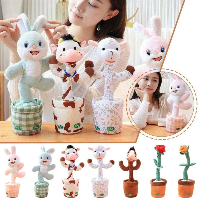 Dancing Rabbit Repeat Talking Toy Plush Electronic Early Interactive Can Education Plush Record Toys Bled Sing Gift Fu Q4v7
