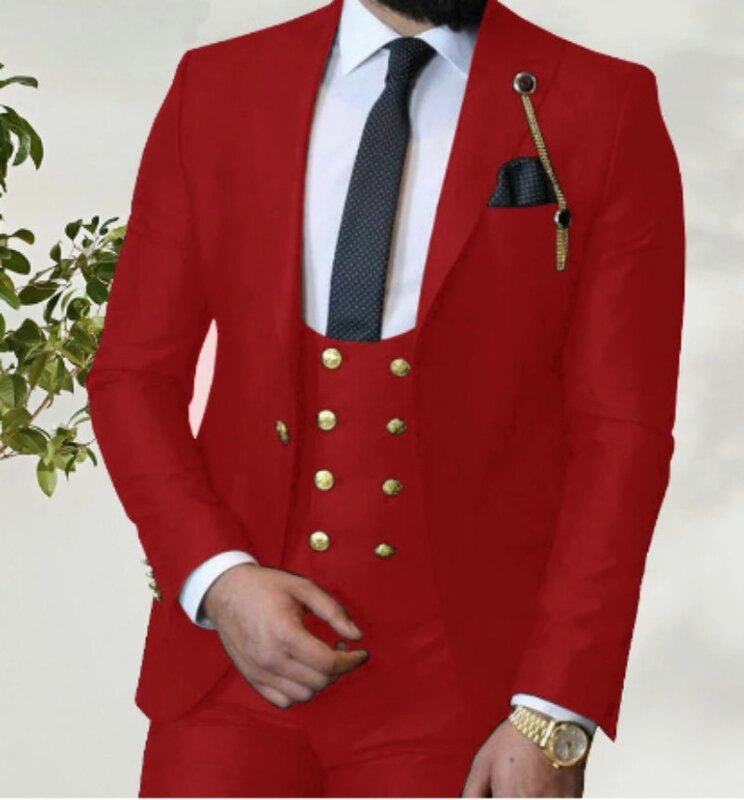 2023 Kostuum Homme Italiaanse Business Slim Fit 3 Stuks Koningsblauwe Mannen Pakken Set Bruidegom Prom Tuxedos Groomsmen Blazer Voor Bruiloft