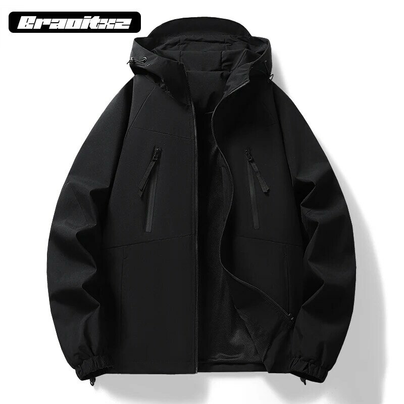 Куртка мужская демисезонная ветрозащитная из дышащего материала с капюшоном