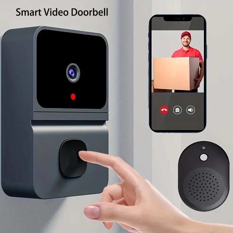 Kamera bel pintu nirkabel, interkom Video keamanan rumah pintar dengan penglihatan malam 2.4GHZ WiFi
