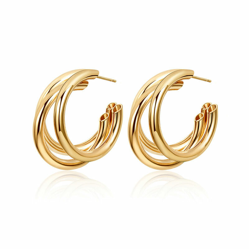 ZWC Golden Big Hoop Earrings for Women Geometric Retro Multiple Trendy Round Drop Earring Fashion Statement Brincos 2022 Jewelry