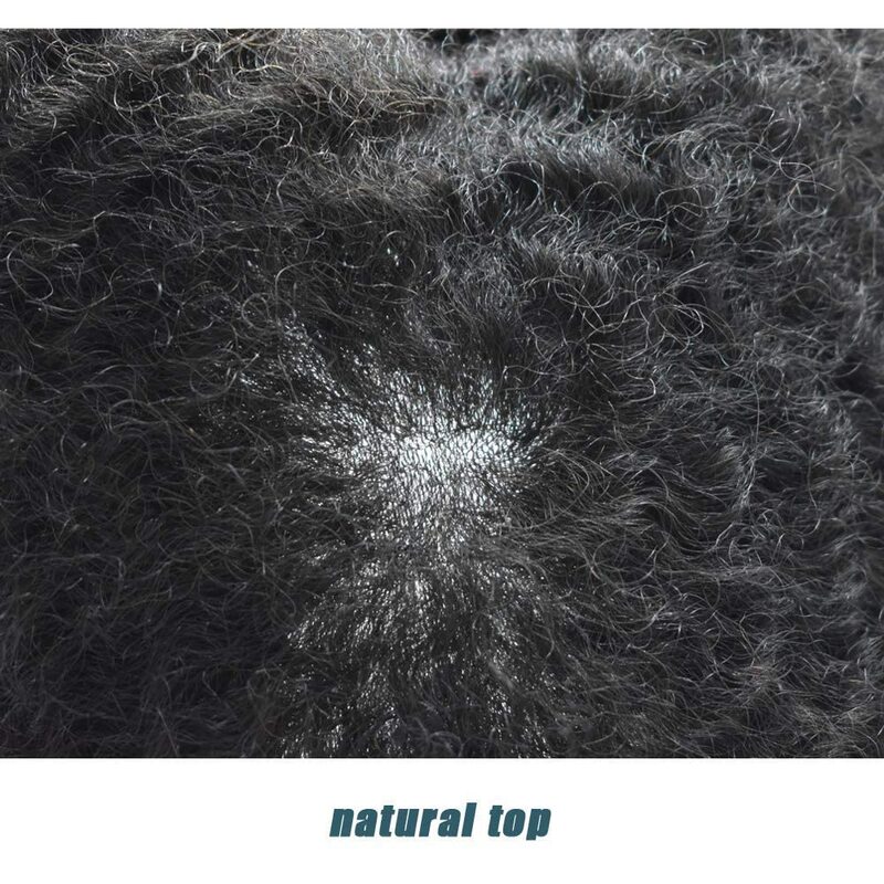 Afro Kinky Curly Toupee for Black Men Afro Coily Black Men Hair Units Brazilian Human Hair Transparent HD Full Lace Hair System