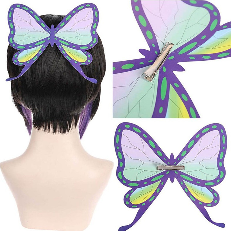 Anime Slayer copricapo Kochou Shinobu Tsuyuri Kanawo farfalla copricapo forcina fermaglio per capelli accessori per costumi per ragazze