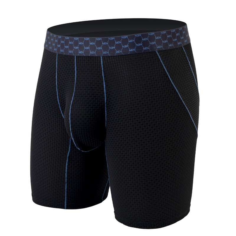 Men's Boxers Shorts Hombre Ick Silk Underwear Man Breathable Panites U Convex Pouch Middle Long Leg Underpant Cueca Calzoncillo