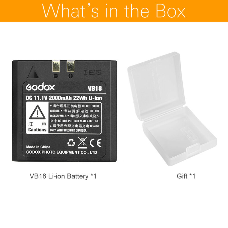 Godox VB18 DC 11.1V 2000mAh 22Wh Lithium-ion Li-ion Battery for Ving V850 V860C V860N Flash Speedlite (VB-18 Battery)