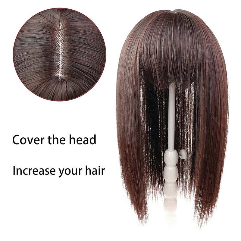 Женский Топпер для волос, искусственная челка, синтетический парик с клипсой, удлинители волос, безклеевые парики, готовые к ношению