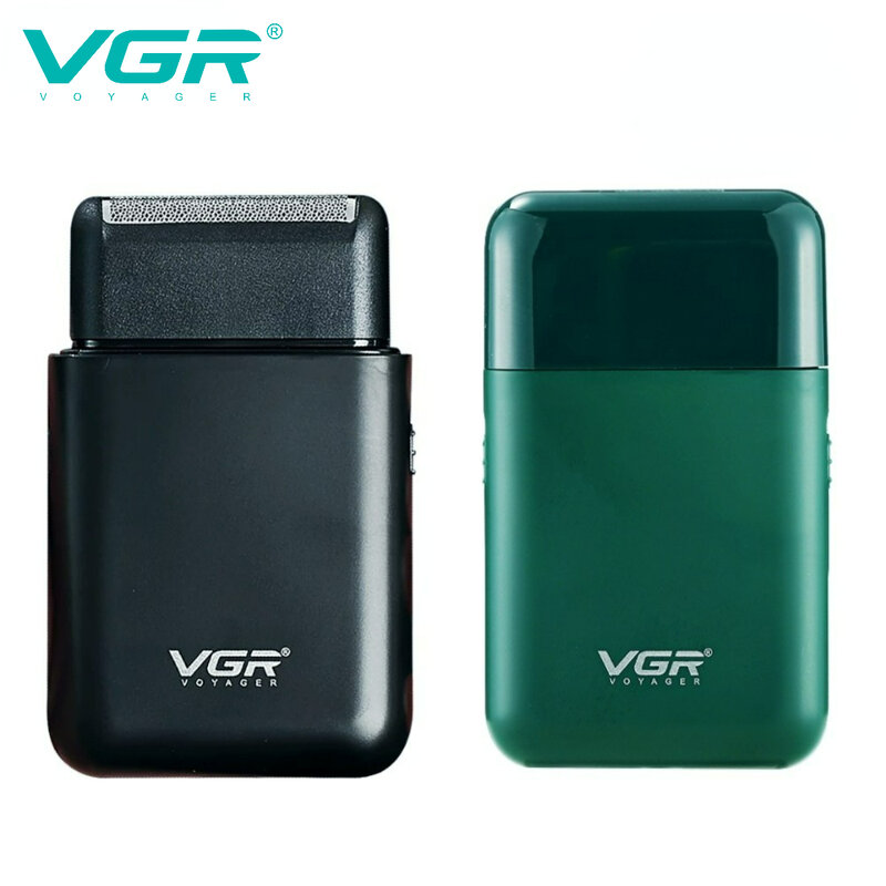 VGR Rasuradora eléctrica Recortadora de barba profesional Maquinilla de afeitar Mini afeitadora portátil Afeitado recíproco 2 cuchillas Carga USB para los hombres V-390