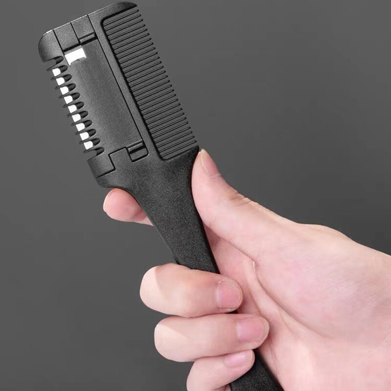 1Pcs Hair Cutting Comb Black Handle Hair Brushes With Razor Blades Trimmin Hair Salon Styling Tools