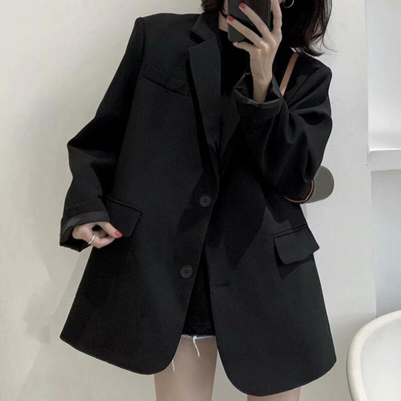 Popular Casual Blazer Long Sleeve Fall Winter Pure Color Lapel Suit Coat Blazer Regular Length Suit Jacket for Daily Life
