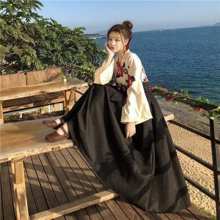 Kimono Sakura Mädchen japanischen Stil Blumen druck Vintage Kleid Frau orientalische Kamelie Liebe Kostüm Haori Yukata asiatische Kleidung