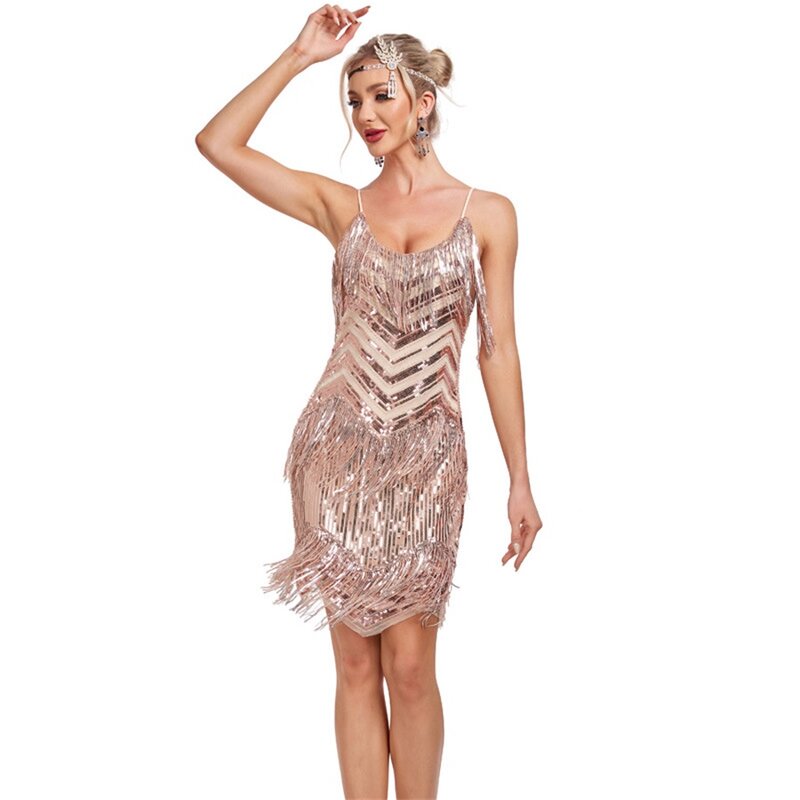 Женское сексуальное короткое вечернее платье с блестками и бахромой, модные платья на бретелях-спагетти для особых мероприятий, женские платья для выпускного вечера, 2024