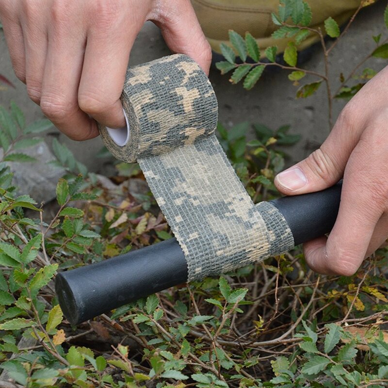 1pc Camouflage Invisible Tape Camo Form riutilizzabile Self Cling Camo Hunting Rifle Fabric Tape Wrap Outdoor Camping strumento ausiliario