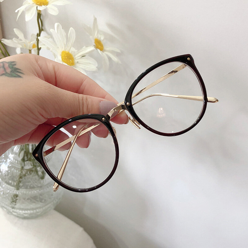 Okulary optyczne ramka kobiety mężczyźni okrągłe ponadgabarytowe oprawki do okularów metalowe okulary przezroczyste klosze
