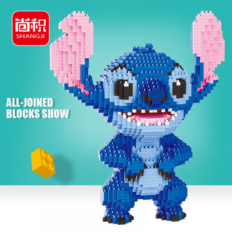 Mini bloques de construcción de Disney para niños, juguete de ladrillos para armar Micro Stitch, modelo 3D de Lilo y Stitch, con diamantes, piezas +, 2300