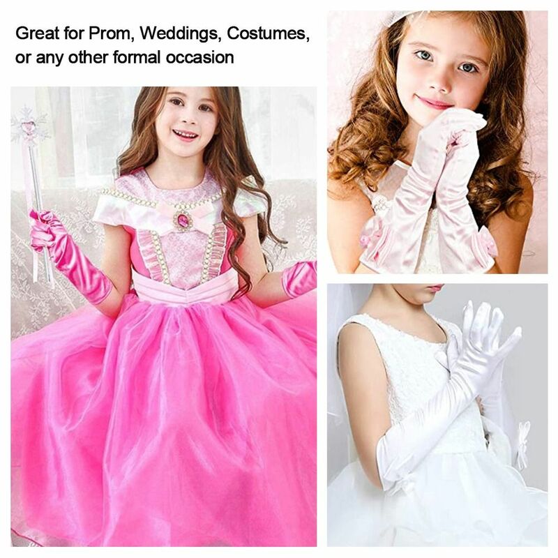Children's Wedding Dress Children's Wear Children Long Gloves Full Finger Mittens Stage Gloves Princess Skirt Accessories
