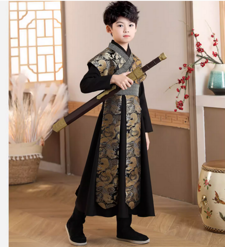 Chłopięcy Hanfu w stylu retro wiosenny styl Gongzi Tang kostium tradycyjny chiński mundurek szkolny