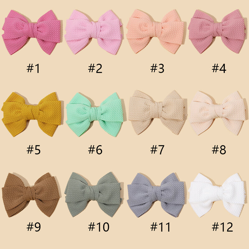 Cute Baby Girl Solid Hair Bows Alligator Clips for Newborn Baby Waffle Fabric Hair Clips  Hair Pins Children's Accessories