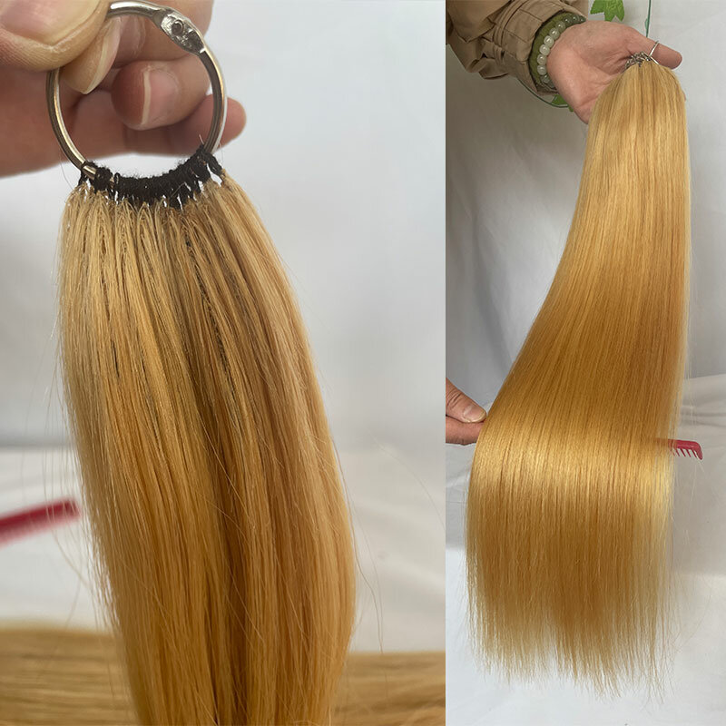 Plumes de cheveux humains de couleur blonde pour femmes, 100% extensions de cheveux, 18-24 pouces, extension de cheveux raides et longs, 200 pièces par lot