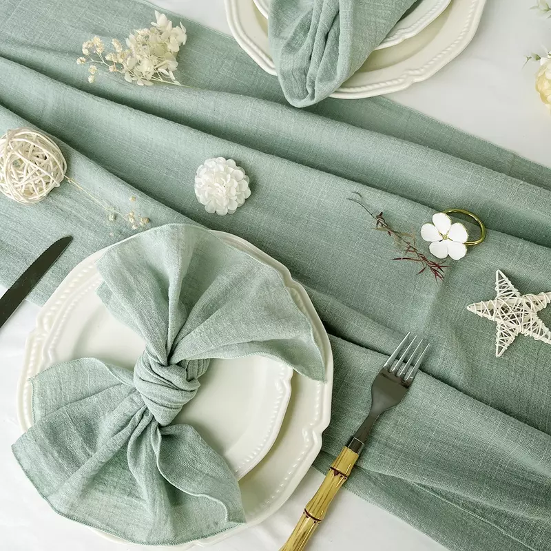 Guardanapos de algodão verde sábio, gaze, decoração do casamento, mesa de jantar, toalha de chá, festa, uso diário, 30x30cm, 100pcs